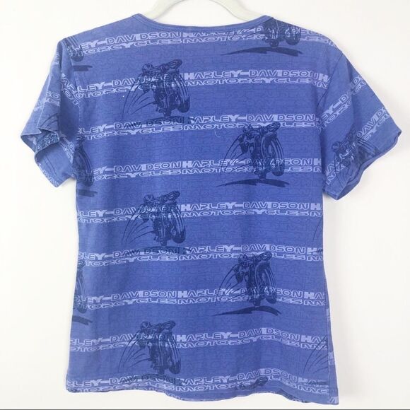 HARLEY DAVIDSON | Motorcycle Babydoll Graphic Tee Royal Purple Women’s Size M - Picture 2 of 4